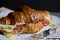 Flaky Croissant Breakfast Sandwich Recipe with Ham & Cheese