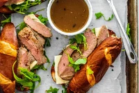 Brie and Roast Beef Sandwiches with Savory Au Jus