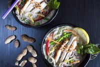 Thai Chicken Ramen Bowl with Veggies, Basil & Peanuts