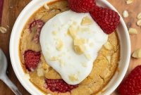 White Chocolate Raspberry Protein Baked Oats