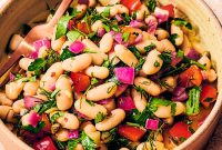 Tuscan Bean Salad with Tomatoes, Olives & Fresh Herbs