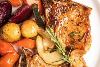 Baked Pork Chops with Apples and Roasted Winter Vegetables