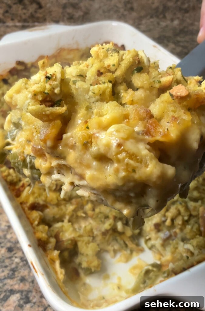 Cheesy Chicken and Herb Stuffing Casserole 10 Served casserole