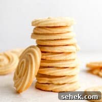 Classic Homemade Butter Cookies Recipe for Crisp, Melt-in-Your-Mouth Cookies 4 butter cookies stacked