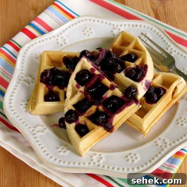 Blueberry Compote Recipe Plus 10 Delicious Ways to Use It 6 Waffles Topped with Easy Blueberrry Compote