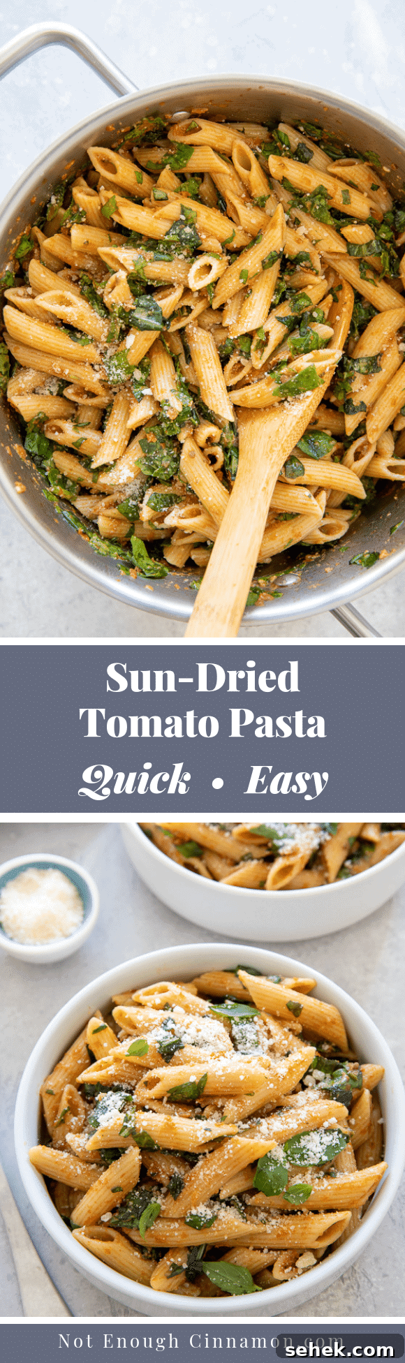 Sun-Dried Tomato Pasta with Garlic and Basil Sauce 2 Easy Sun-Dried Tomato Pasta Pin