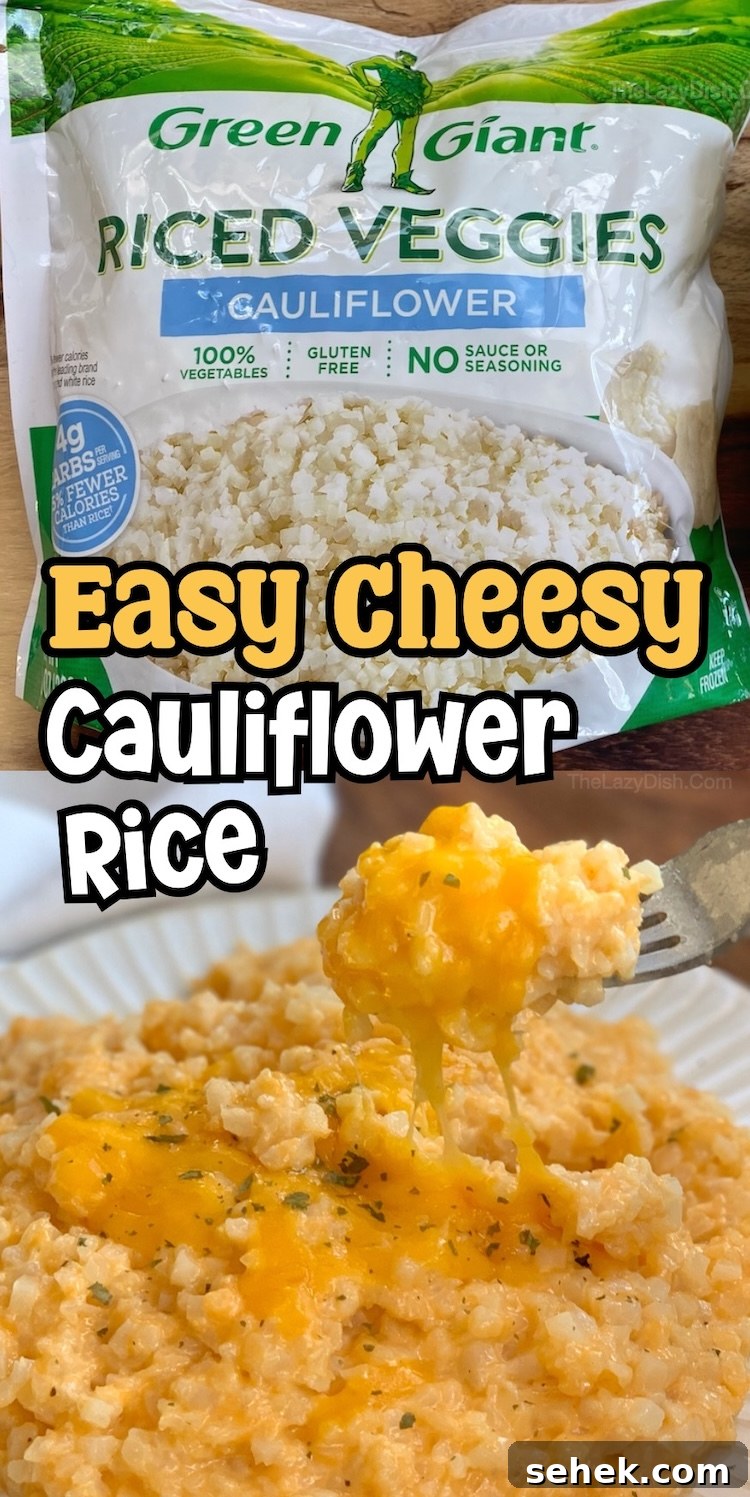 If your vegetable side dishes are getting boring, try this cheesy cauliflower rice recipe! It's so easy to prepare with a common freezer staple, plus it's kid friendly, low carb, and out of this world delicious. My picky eaters have no idea it's even a vegetable! It's our new favorite side dish for dinner.