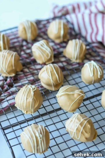 baking rack with biscoff truffles on top