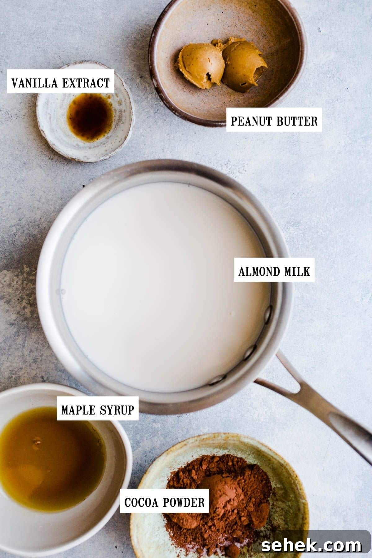 Ingredients to make hot chocolate.