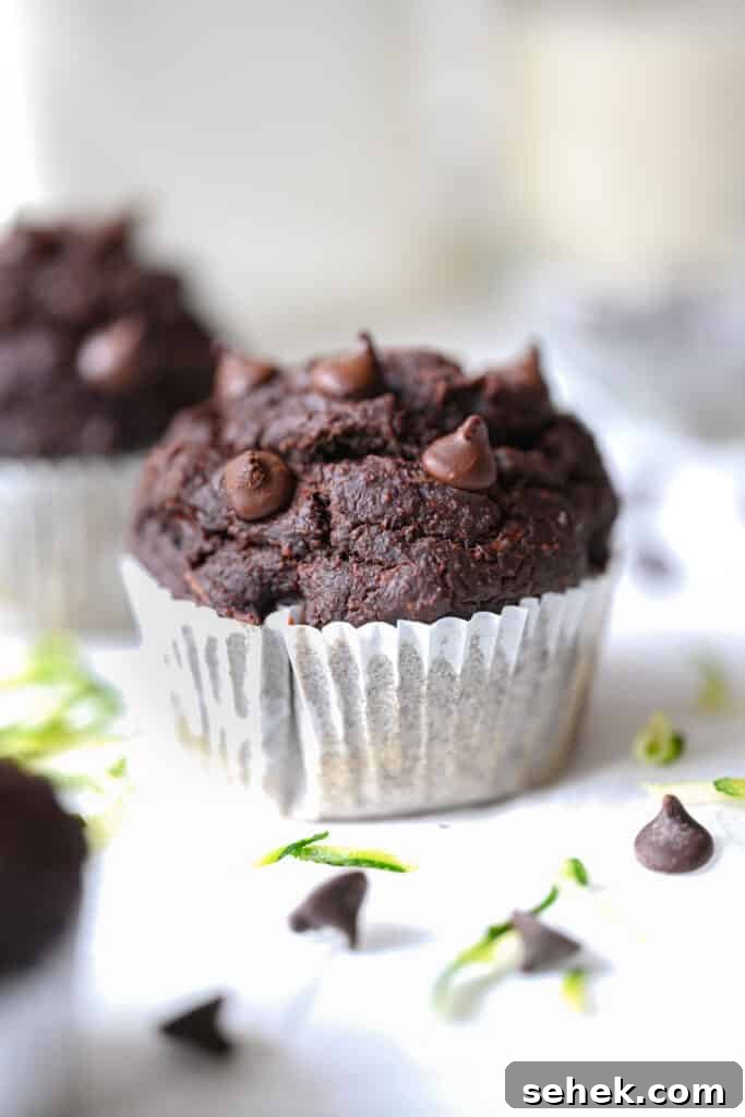 Moist Chocolate Zucchini Muffins 3 Healthy chocolate zucchini muffins