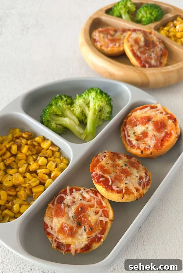 Crescent-Style Pizza Rolls: Gooey Pepperoni Bites Recipe 11 Homemade bagel bites served with corn and broccoli.