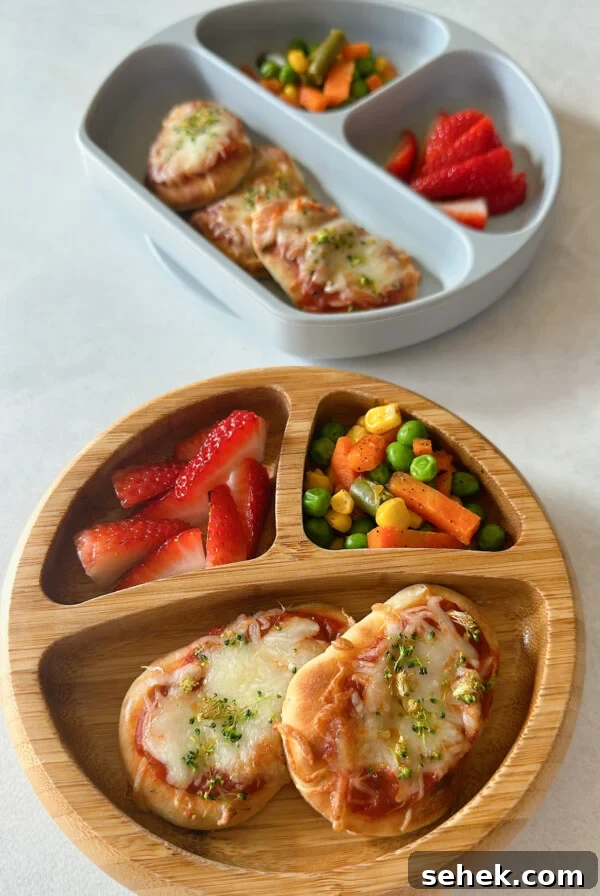 Crescent-Style Pizza Rolls: Gooey Pepperoni Bites Recipe 9 Air fryer naan pizzas served with strawberries and mixed vegetables.