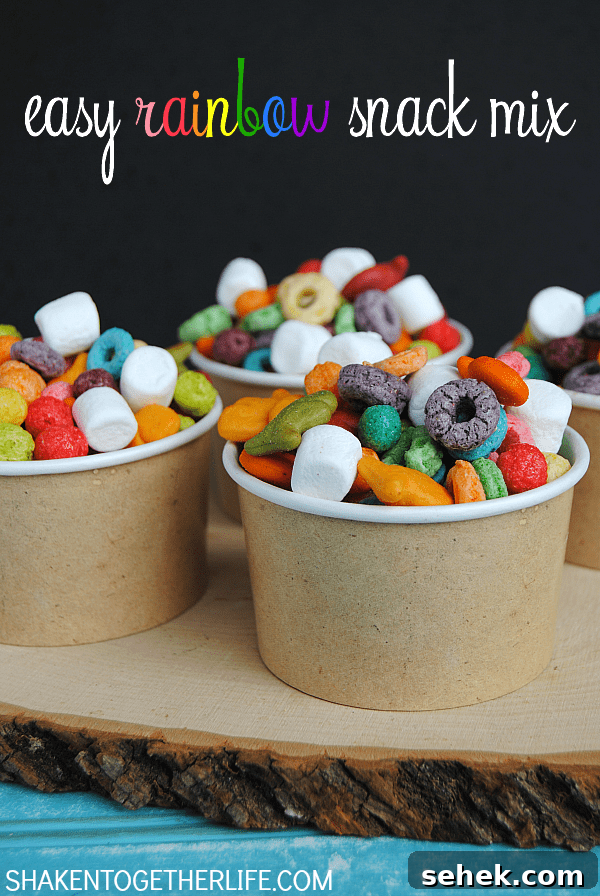 Layered Rainbow Cheesecakes in a Jar: Colorful Mini Dessert Recipe 11 Make a fun snack mix with assorted rainbow colored tasty treats! This easy colorful Rainbow Snack Mix is perfect for St. Patricks Day