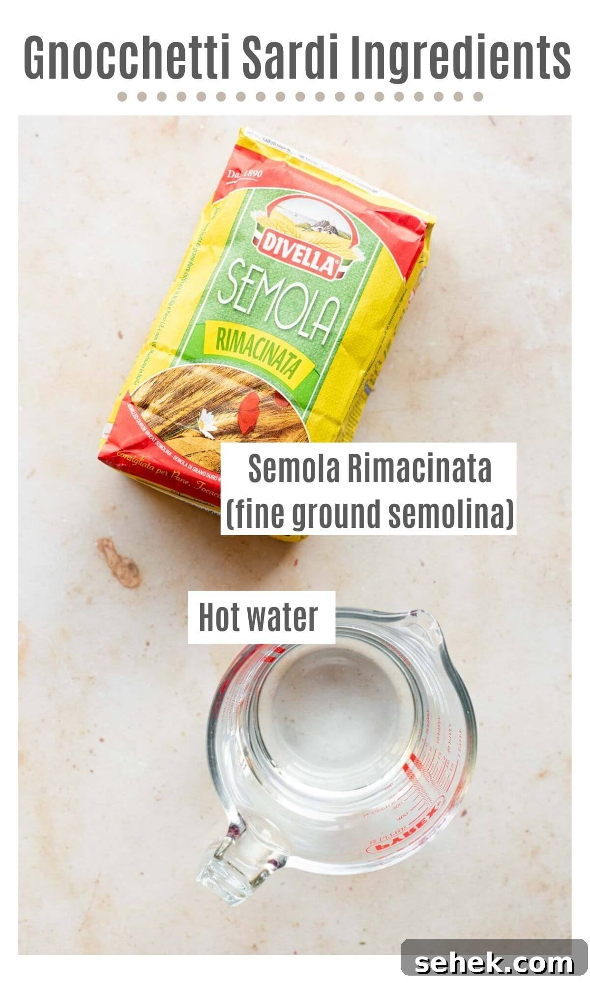 How to Make Gnocchetti Sardi (Malloreddus) — Authentic Sardinian Recipe 3 An overhead shot of all the ingredients you need to make gnocchetti sardi