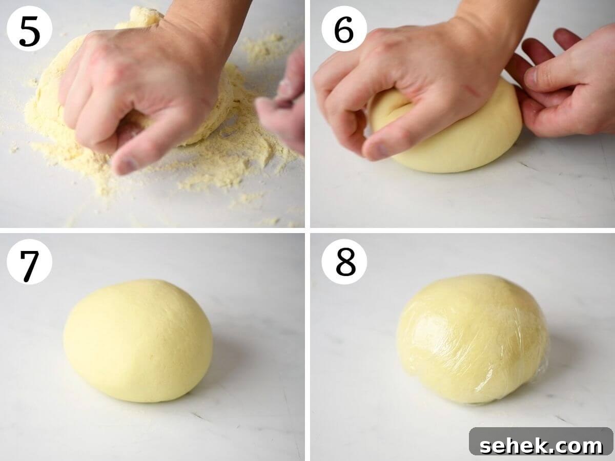 How to Make Gnocchetti Sardi (Malloreddus) — Authentic Sardinian Recipe 5 Step by step photos showing how to knead semolina pasta dough