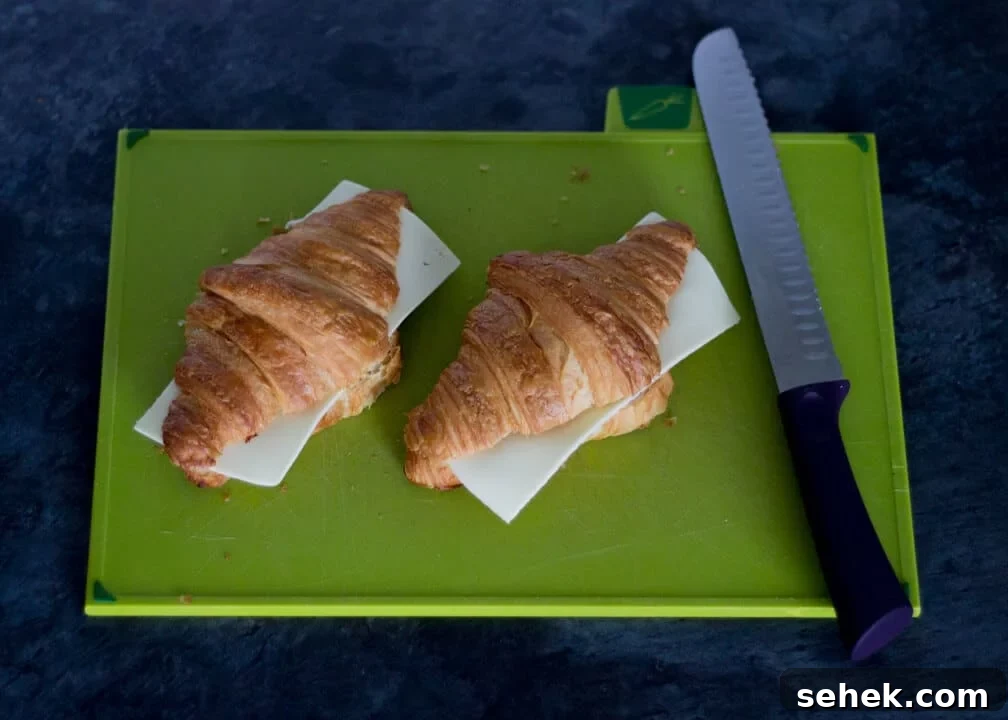 Flaky Croissant Breakfast Sandwich Recipe with Ham & Cheese 5 img 13334 8