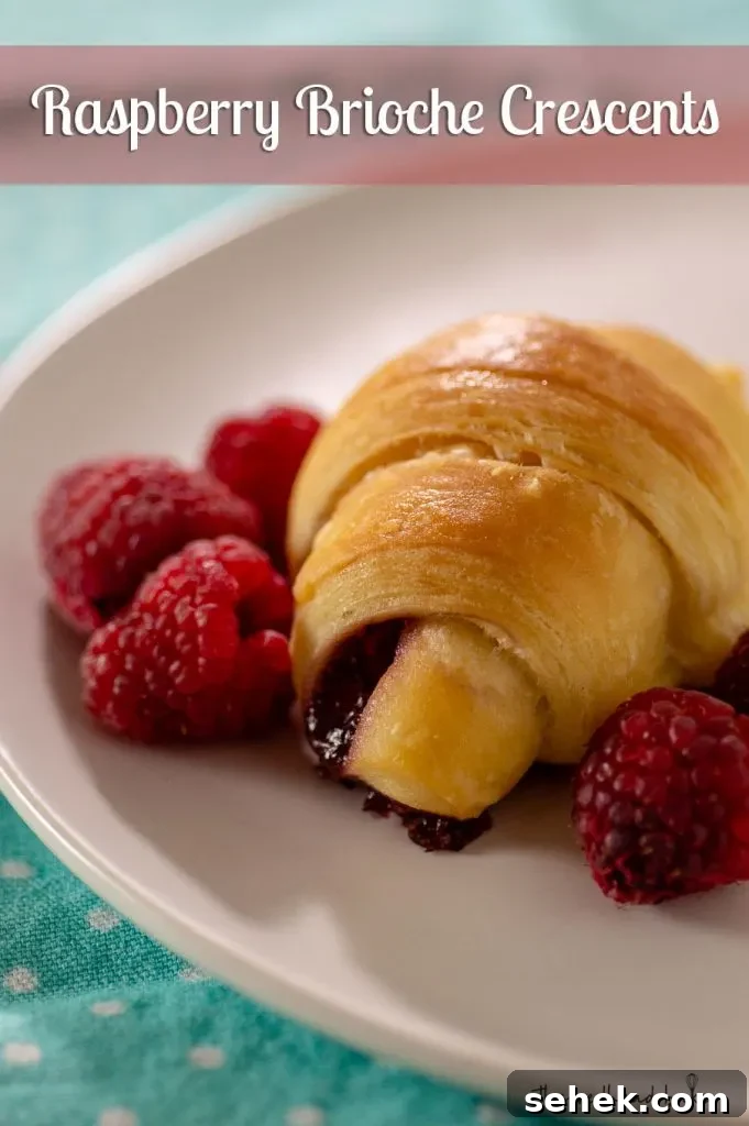 Raspberry Brioche Crescent Pastries: Flaky, Buttery Treats 5 A raspberry brioche crescent on a plate with fresh raspberries