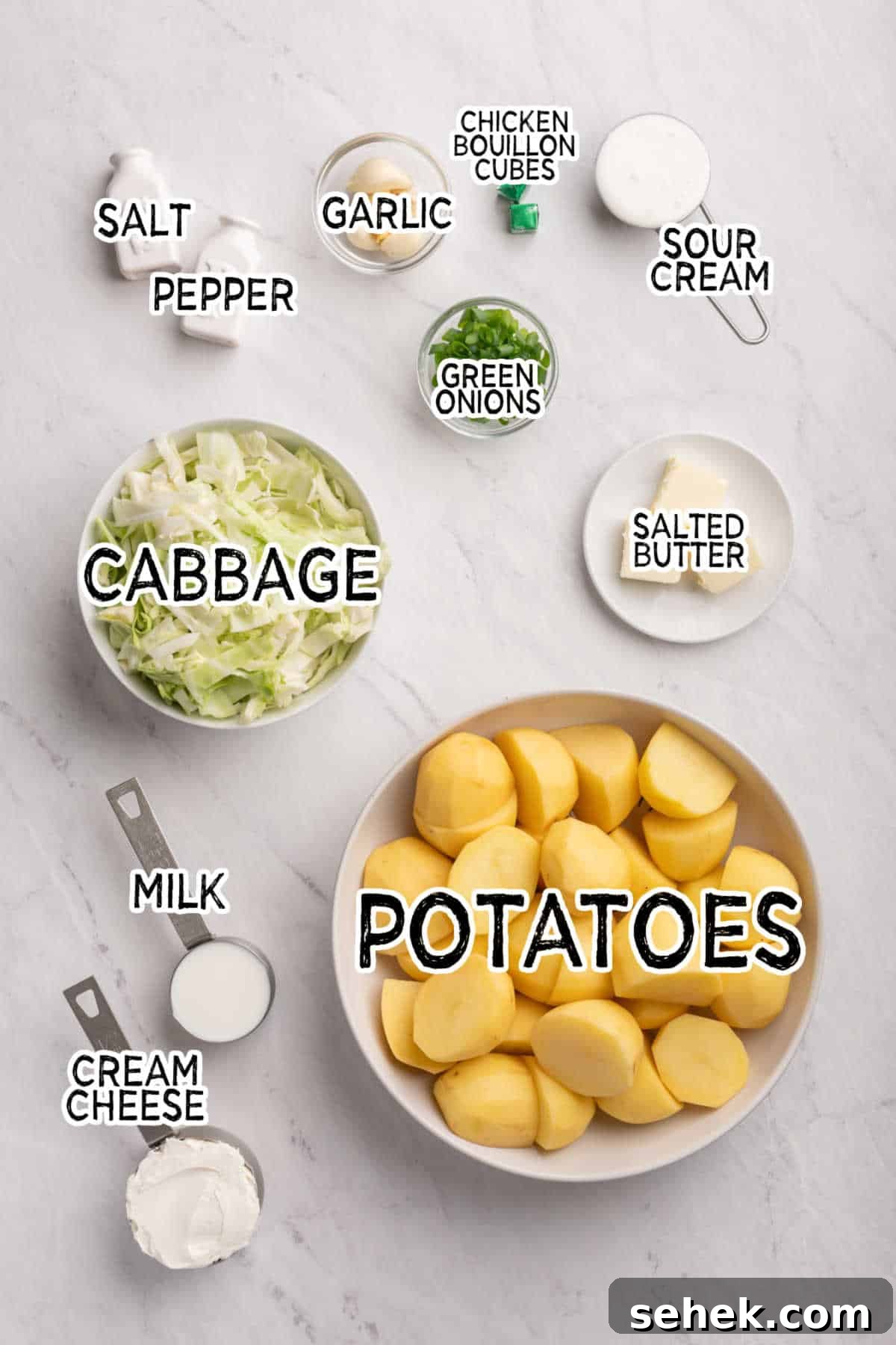 How to Grow and Store Irish Potatoes for Bigger Harvests 3 Ingredients on white marble counter.