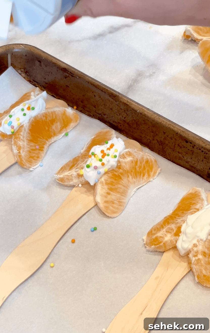Mandarin Orange Butterfly Care and Identification Guide 5 Adding sprinkles to the Greek yogurt between the mandarin slices