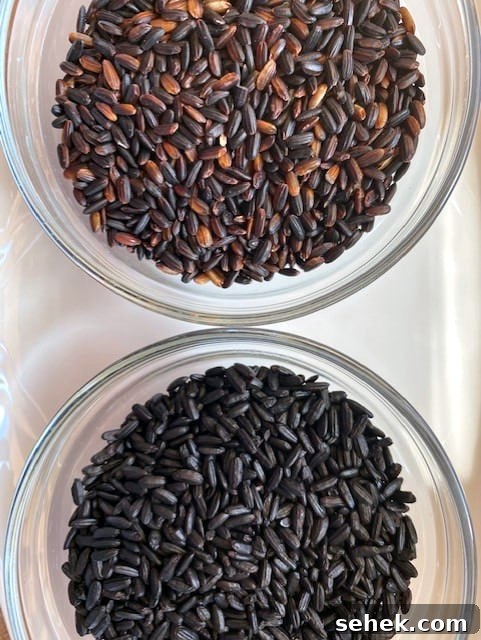 How to Cook Forbidden (Black) Rice Perfectly Every Time 3 black-rice-two-kinds-in-two-glass-dishes