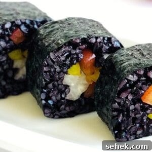black-rice-sushi-peppers-red-yellow-jicama