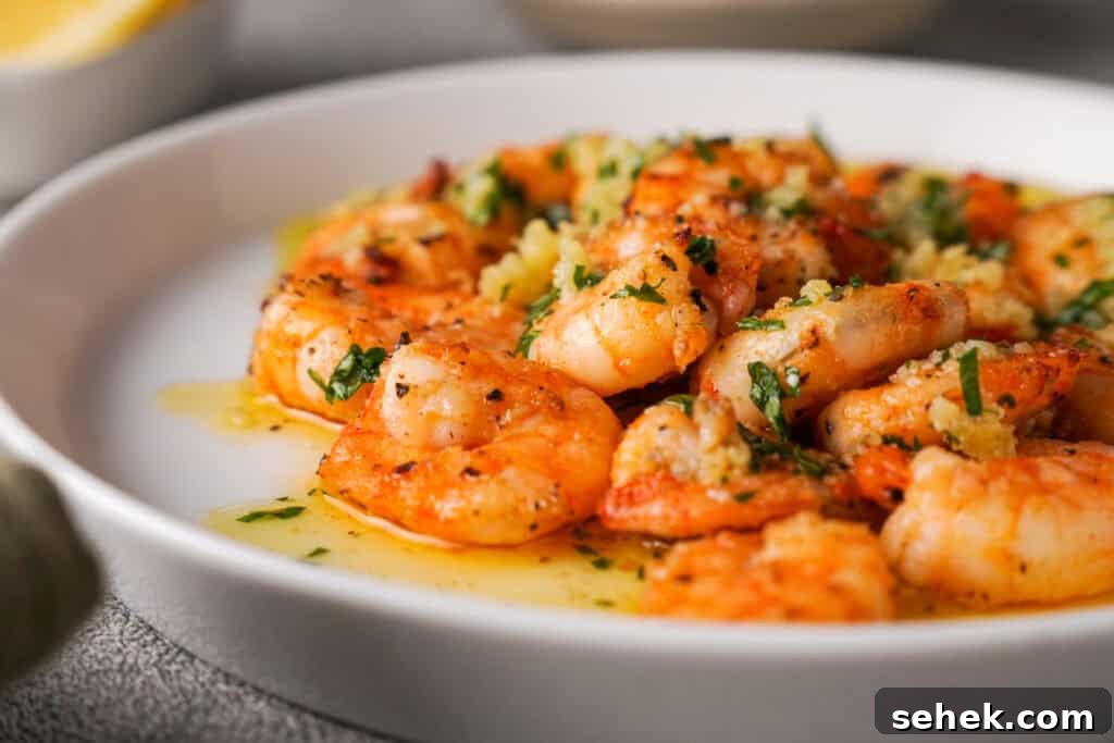 Garlic Butter Shrimp in the Air Fryer: Quick Crispy Recipe 13 Shrimp on the plate