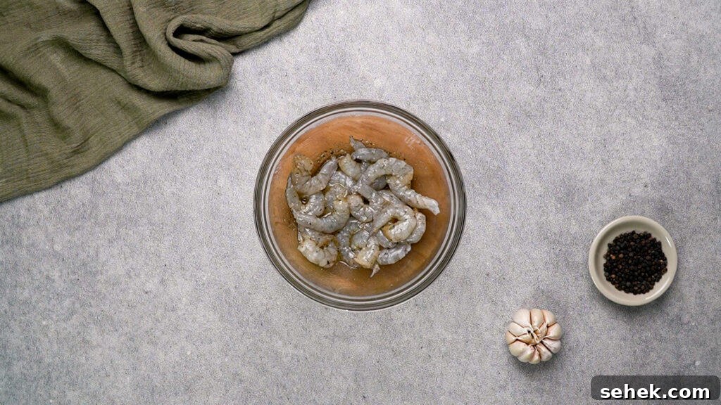 Garlic Butter Shrimp in the Air Fryer: Quick Crispy Recipe 7 Shrimp in mixing bowl