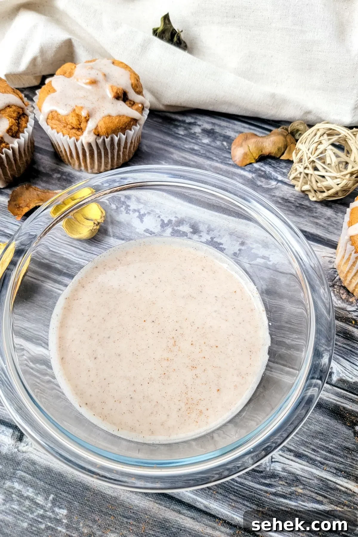 Cinnamon Spice Glaze Recipe for Cakes, Donuts & Pastries 6 Bowl of sugar and cinnamon glaze dairy free.