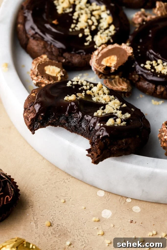 ferrero rocher cookie with bite taken out