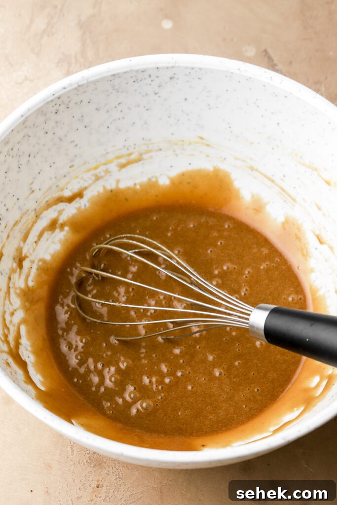 melted butter mixed with sugar and egg