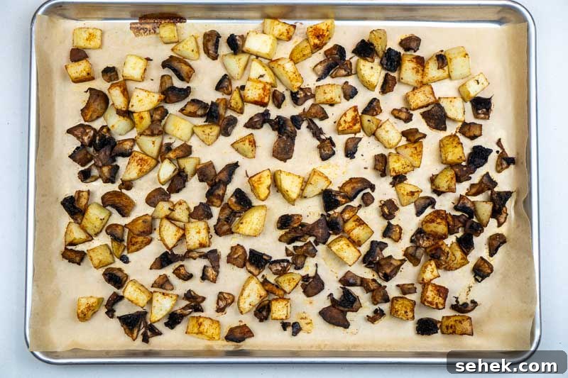 Roasted mushrooms & potatoes