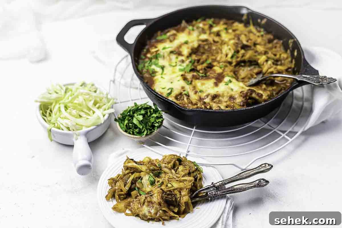 17 Cozy Casseroles for Any Night of the Week 12 Beef casserole skillet with cabbage sides.