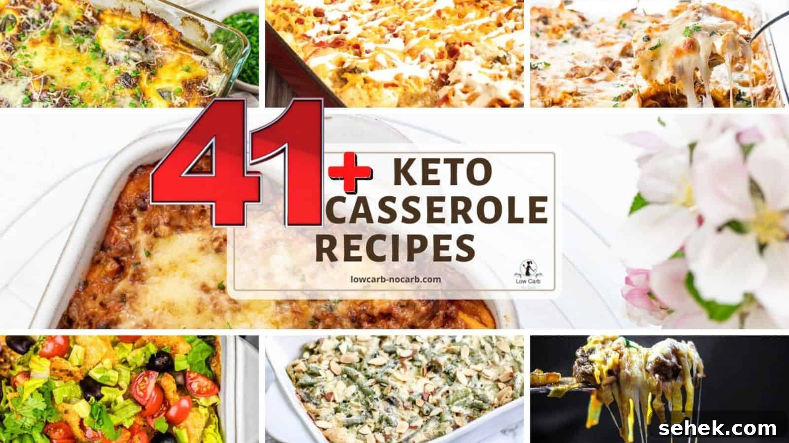 17 Cozy Casseroles for Any Night of the Week 6 Images of casserole dishes with writing.