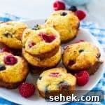 Low Carb Mixed Berry Muffins