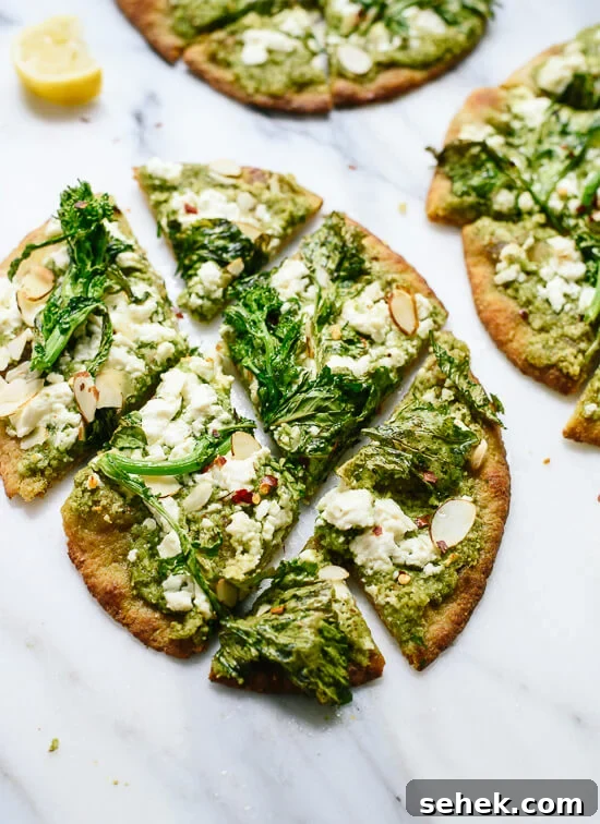 Broccoli rabe naan, a simple appetizer or dinner! cookieandkate.com