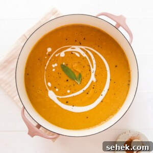 20+ Simple Vegan Soup Recipes for Every Season 6 a bowl of pumpkin lentil soup topped with vegan cream and black pepper