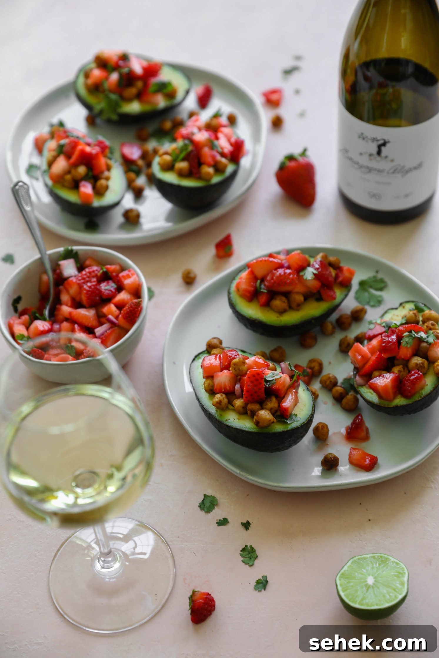 Avocado Boats with Strawberry Salsa and Bourgogne Aligoté Pairing 10 Sweet & Savory Avocado Boats with Strawberry Salsa by Flora & Vino