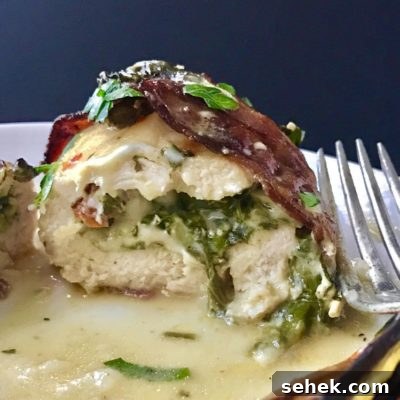 Bacon Wrapped Spinach Stuffed Chicken