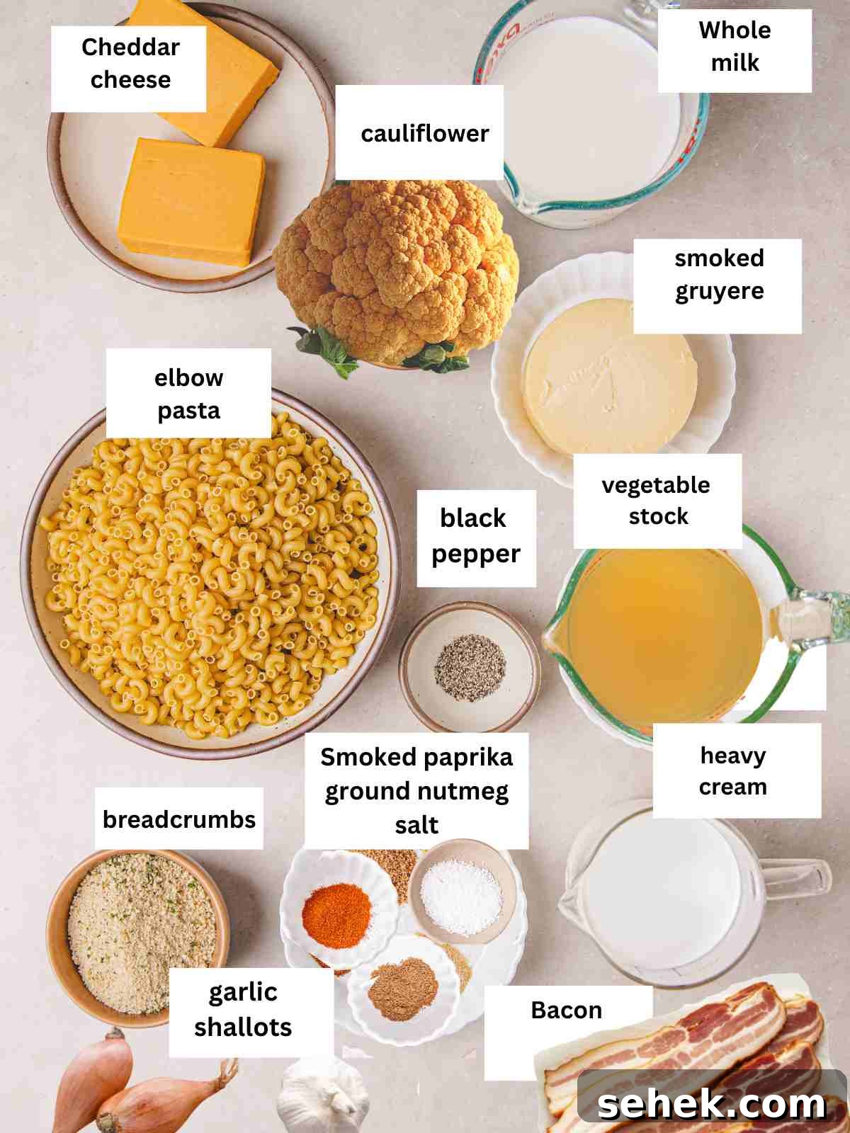 Creamy Cauliflower Mac and Cheese Bake for Comforting Meals 3 ingredients for the cauliflower mac and cheese.
