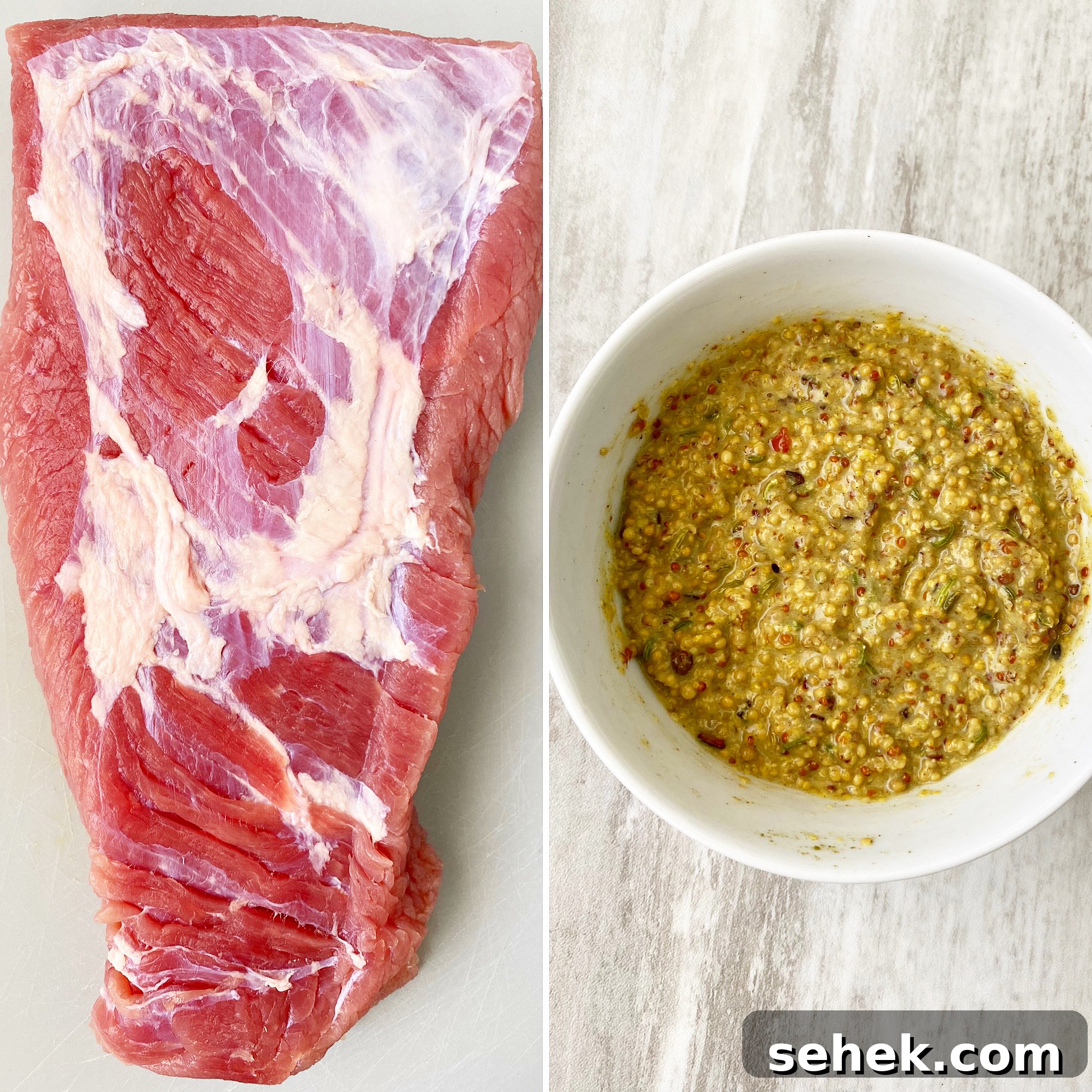 Crispy Air Fryer Corned Beef Recipe (With Video) 3 collage of brisket & sauce side by side