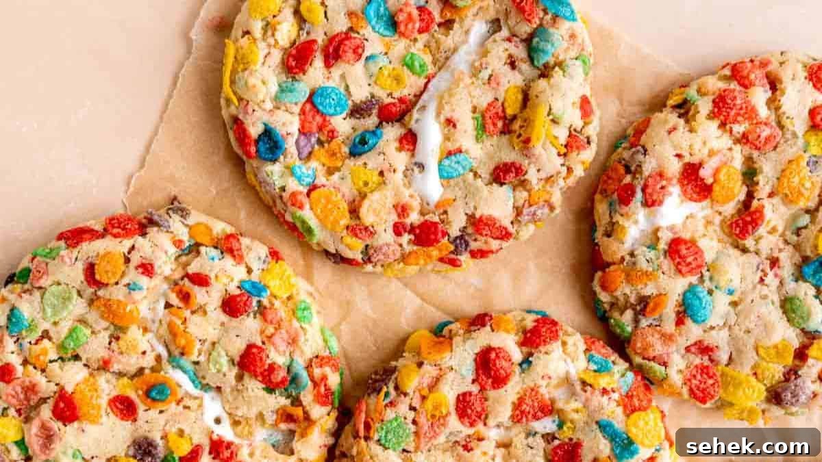 Fruity Pebble Marshmallow Cookies