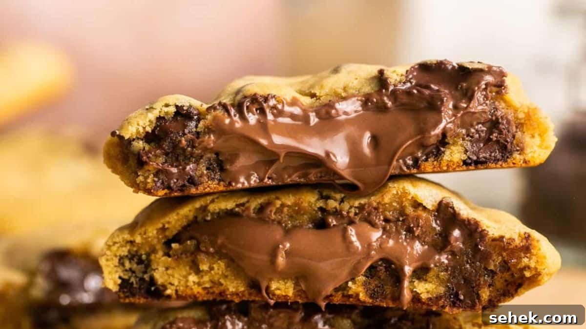 Giant Nutella Stuffed Chocolate Chip Cookies