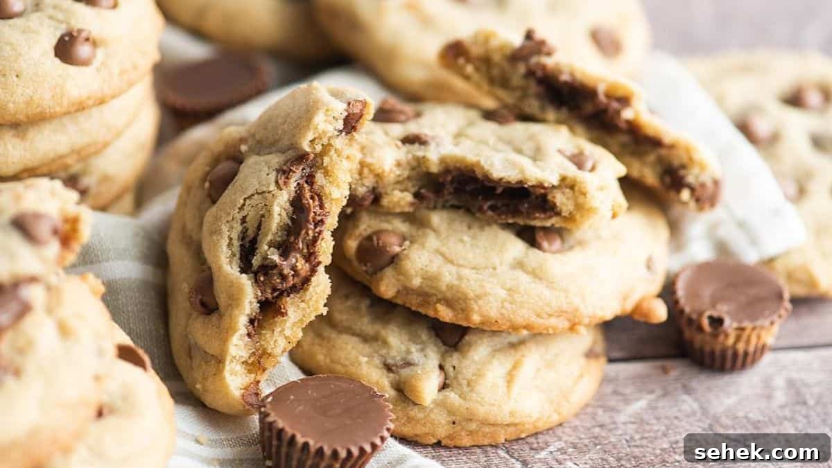Chocolate Chip Reese’s Peanut Butter Cup Stuffed Cookies