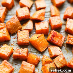 Perfectly Roasted Sweet Potatoes: Crispy Edges & Tender Centers 10 Roasted sweet potatoes.