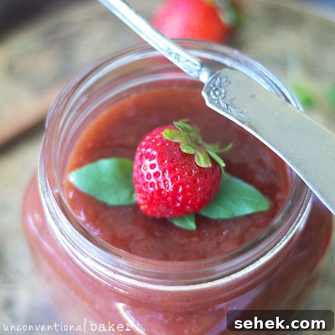 Strawberry Rhubarb and Basil Jam {Refined Sugar-Free}