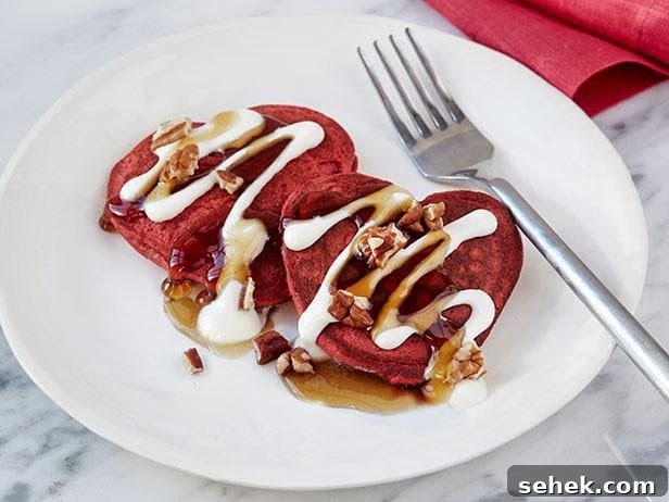 Red Velvet Heart Pancakes Recipe for Valentine’s Brunch 4 Red Velvet Heart Pancakes