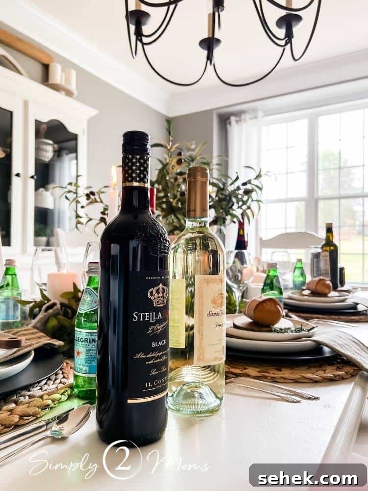 Italian-Inspired Tablescape Ideas for Elegant Dinner Parties 7 bottles of red and white wine on table for Italian themed party