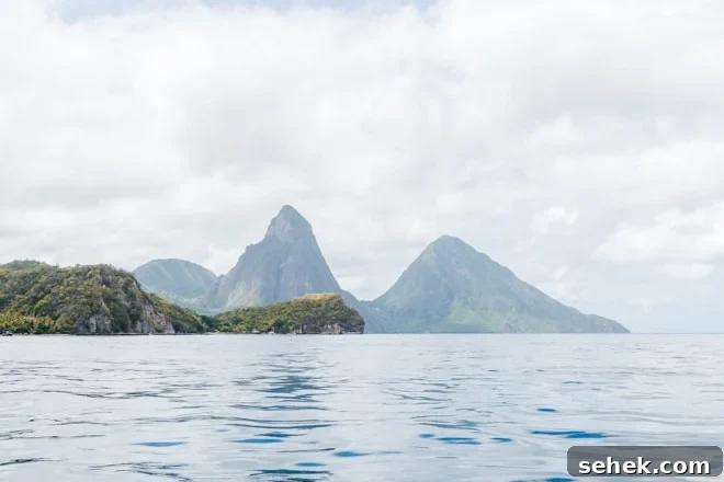 Pitons and waterfall