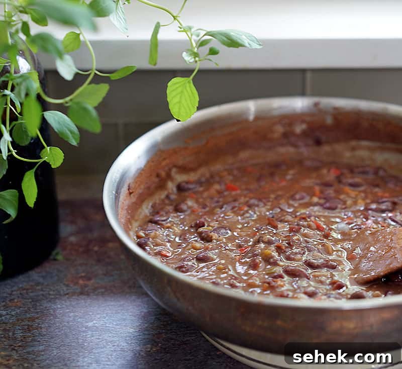 15-Minute Vegan Red Beans and Rice — Oil-Free Recipe 4 Cheater Red Beans and Rice in a saute pan