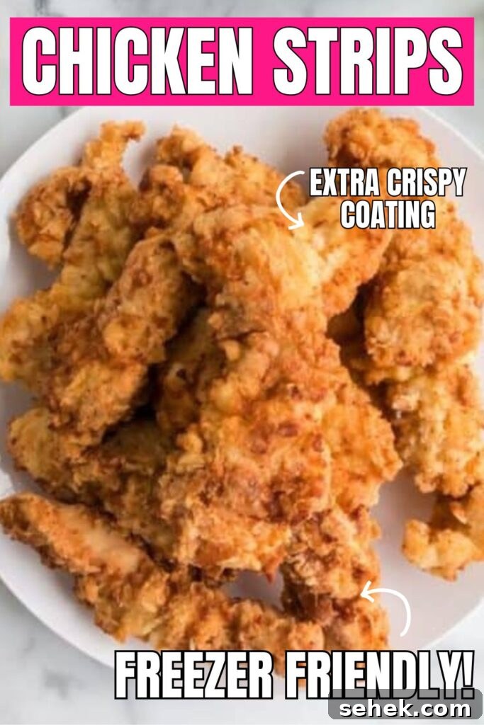 Crispy Homemade Chicken Strips: Oven-Baked & Buttermilk-Marinated 9 chicken strips on plate on table